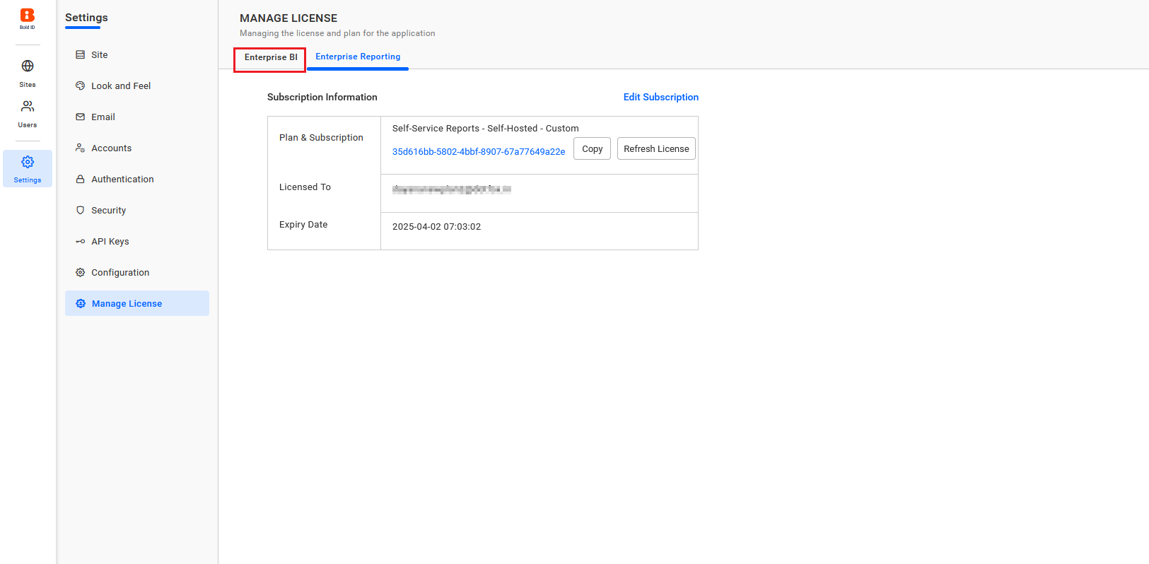 BoldBI Enterprise tab