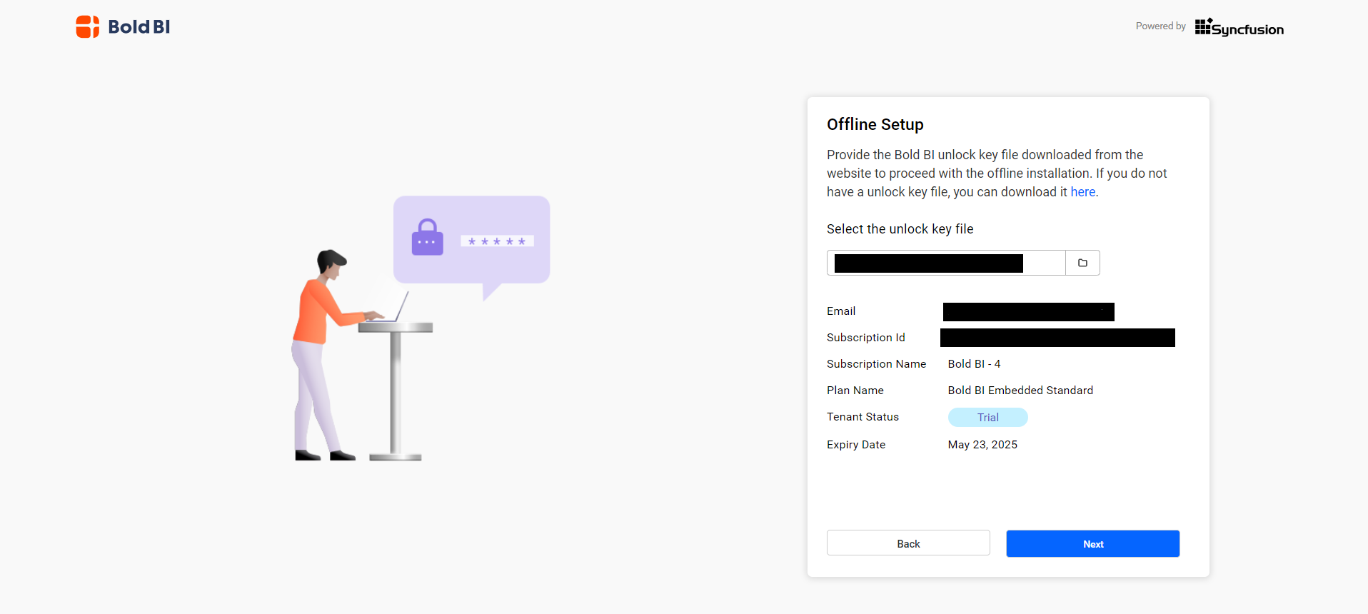 Select Unlcok key file
