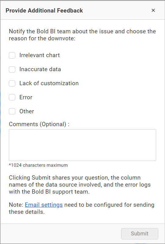Report feedback to BoldBI
