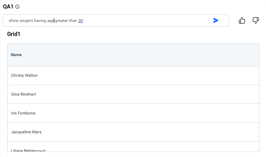 Questioning Q&A widget in view mode