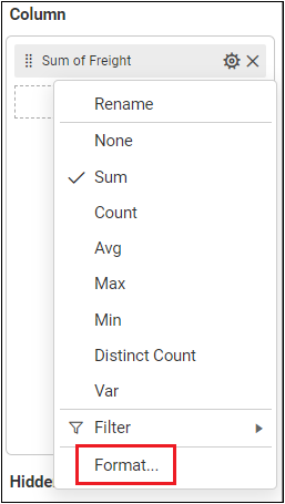 formatting option in settings popup
