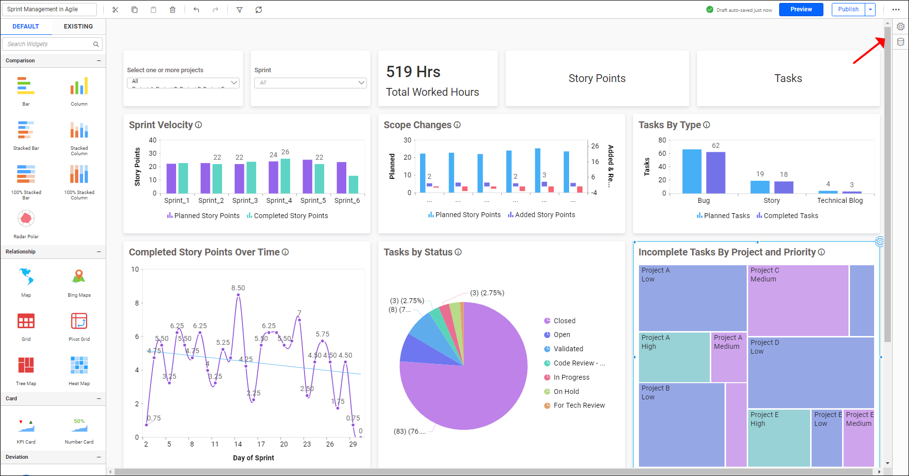 scrollable dashboard