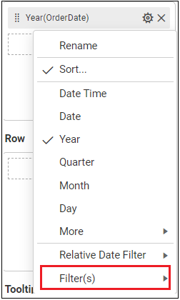 filtering option in settings popup