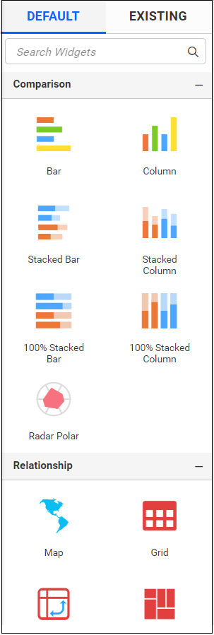 list of widgets available for designing