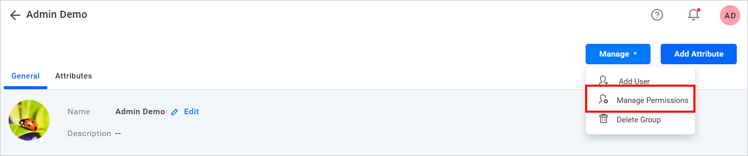 Manage Permissions Group Edit