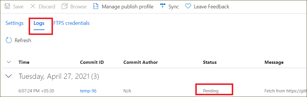 Synchronization Status