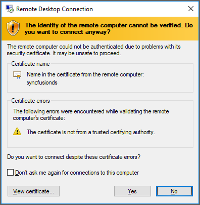 verify the identity of the virtual machine