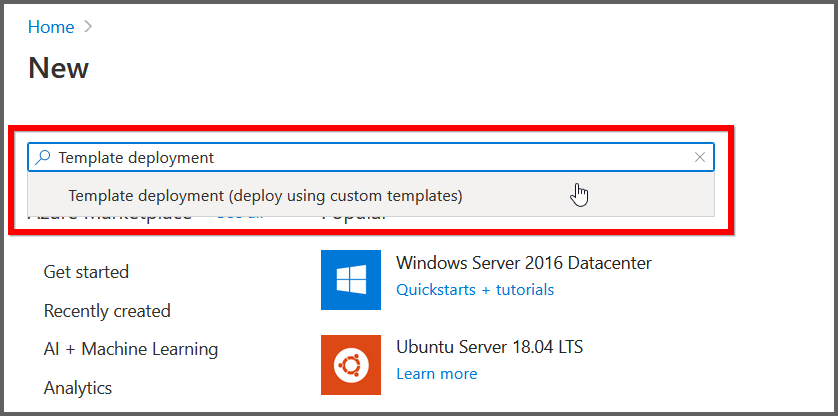 Choose template deployment