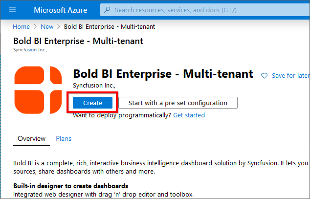 Click on Create button