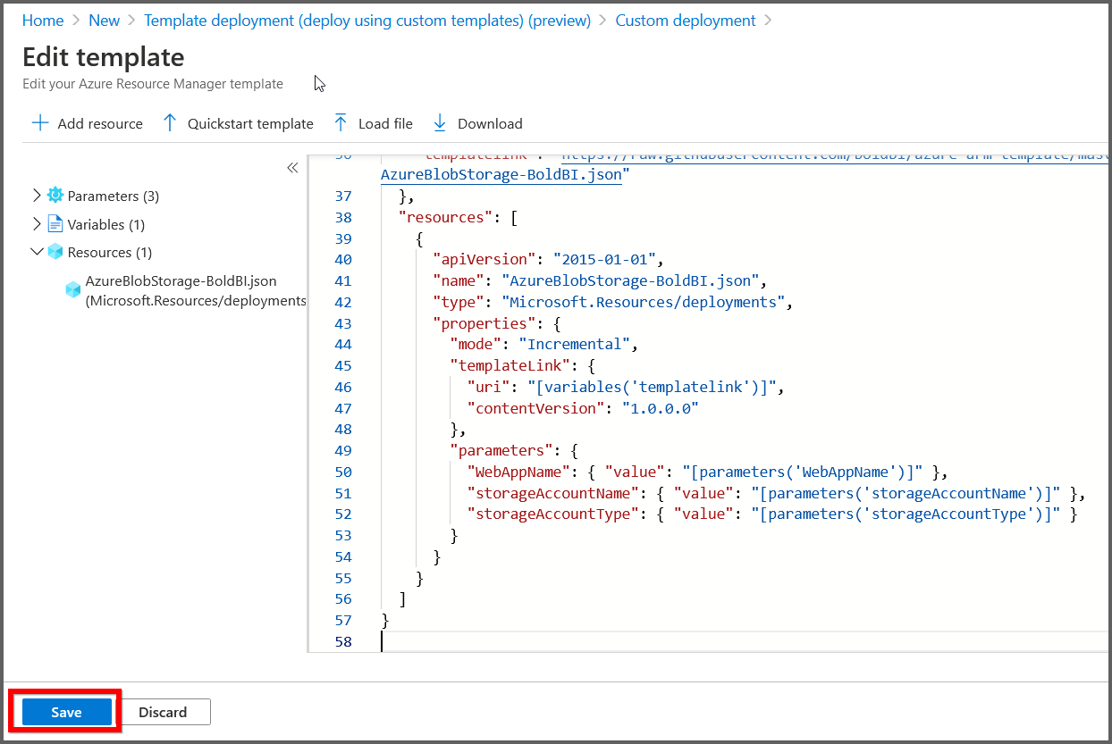 Edit template window