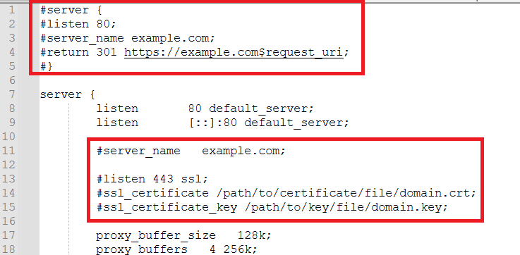 ssl configuration uncomment