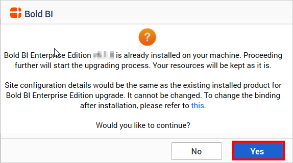 Upgrade Installation Prompt