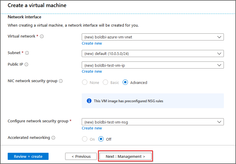 VM Network information