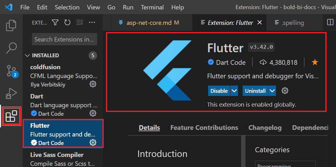 flutter install
