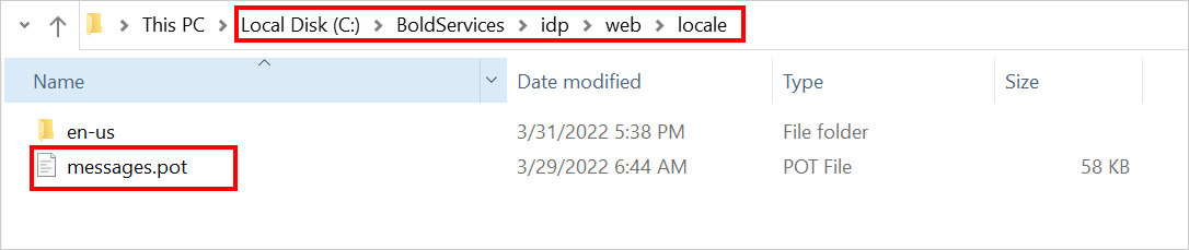 default ums messages pot file