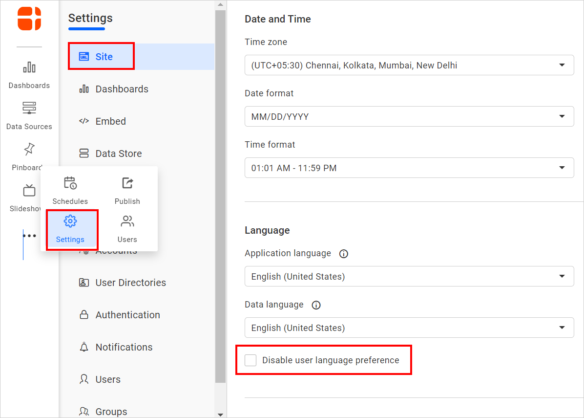 disable the user language preference