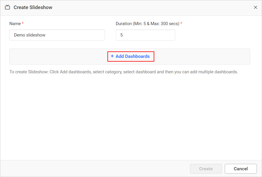 Add Dashboard Button
