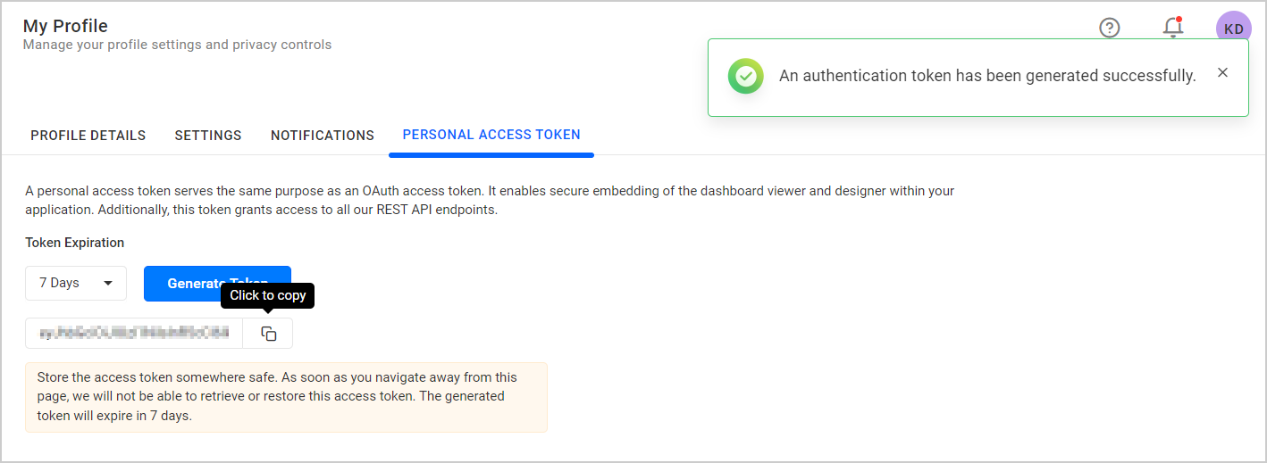 Generated Token Copy