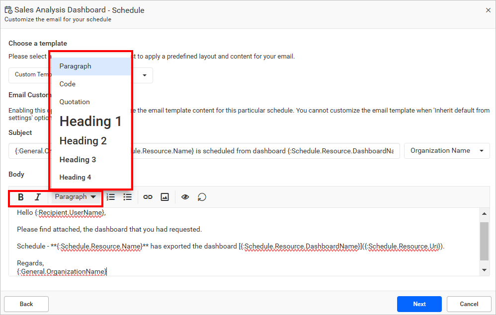 Customize Mail Content