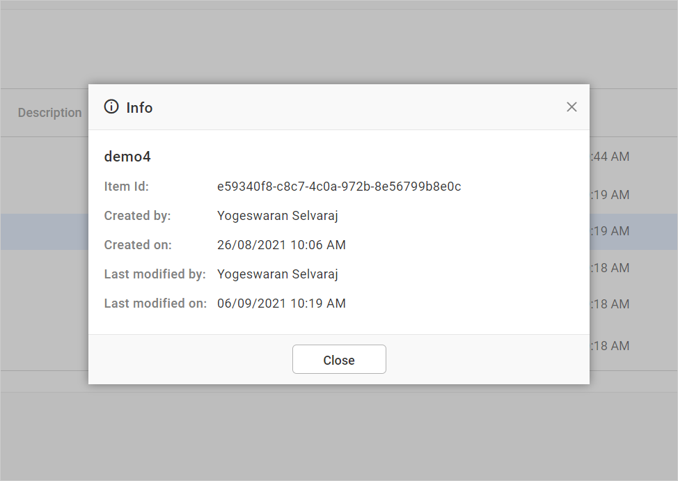 Data Sources Info Popup