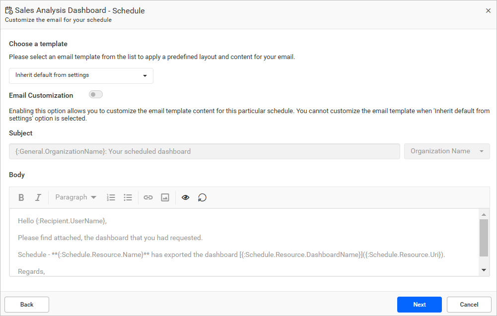 Default Schedule Mail