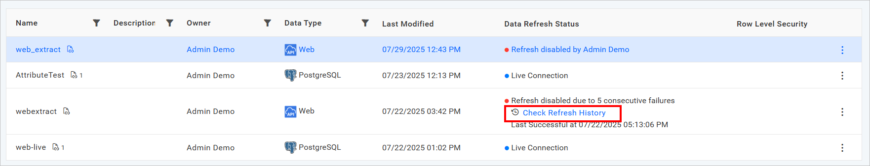 Disable Refresh Logs