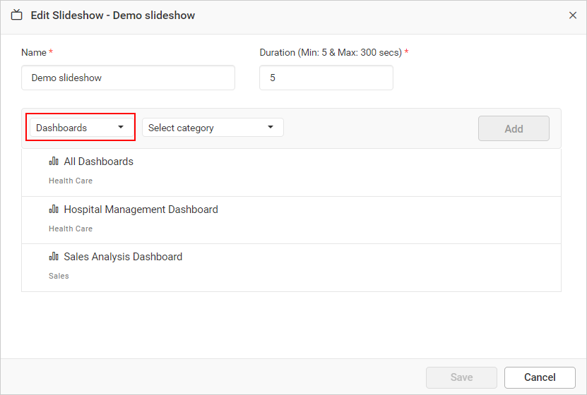 Edit Dashboard-Dropdown