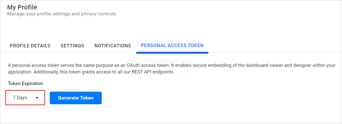 Token Expire Days DropDown