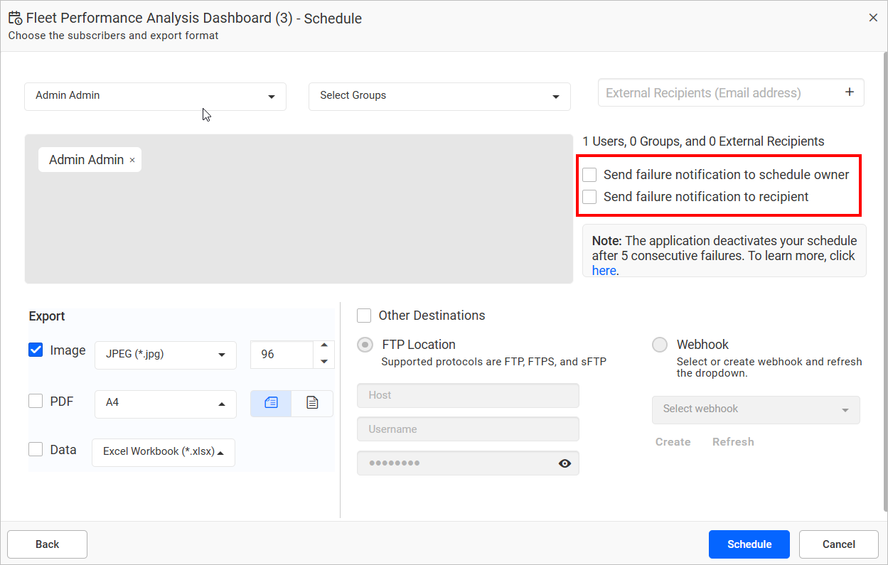 Schedule Failure Notification