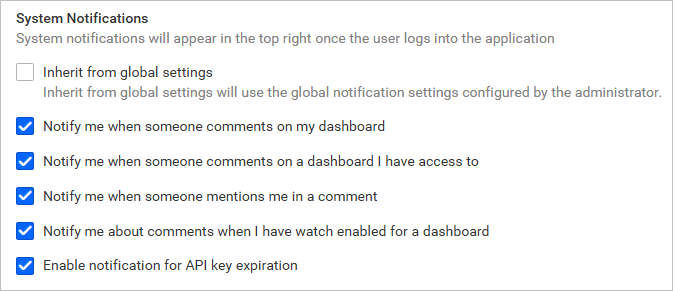 System notification settings