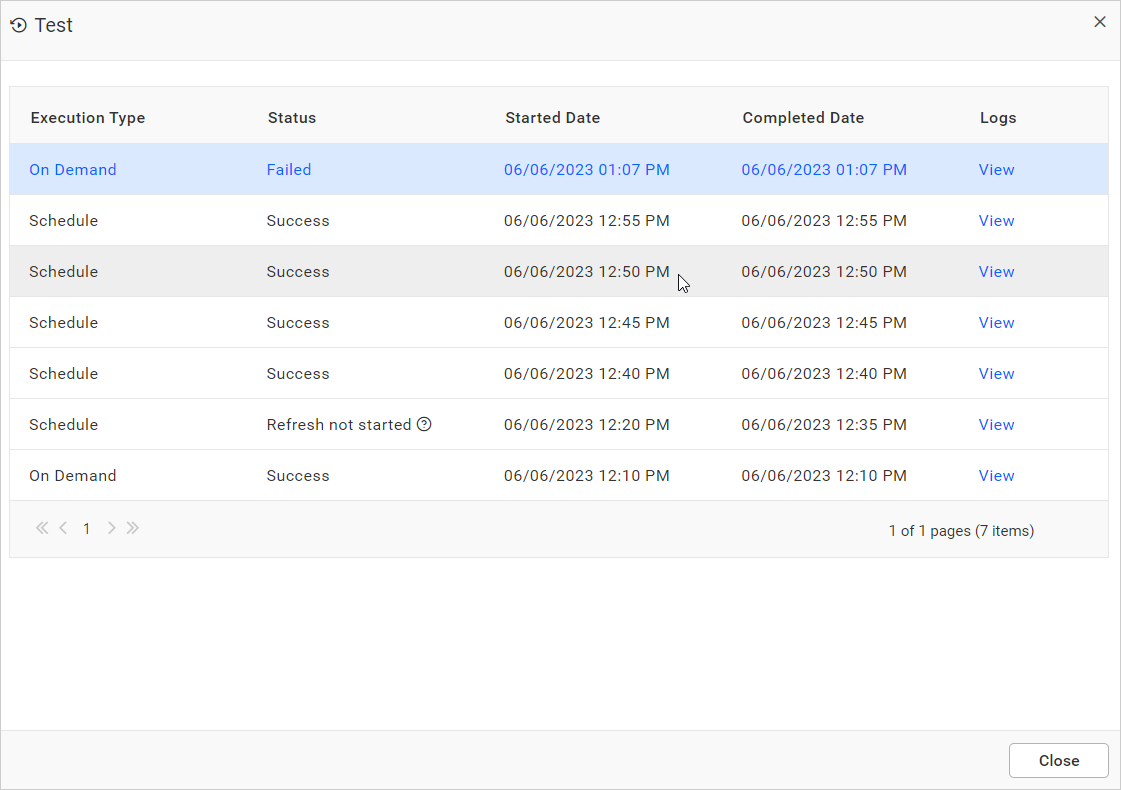 Refresh History Info