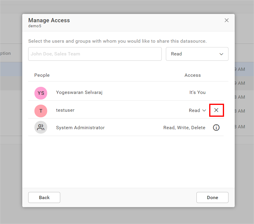 Remove Data source Permission