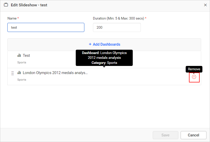 Remove Listed Dashboards