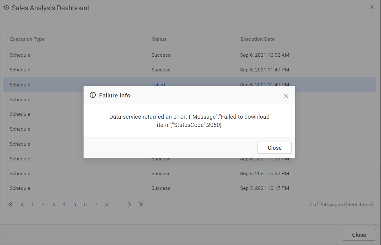 Schedule Failure Info