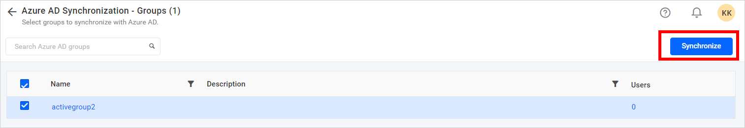 Azure Active Directory Group Synchronize button