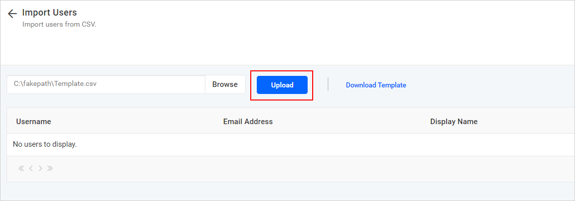 Import from CSV - Upload CSV file