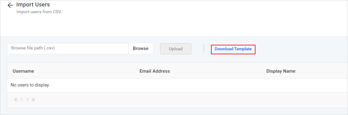 Import from CSV - Download CSV template