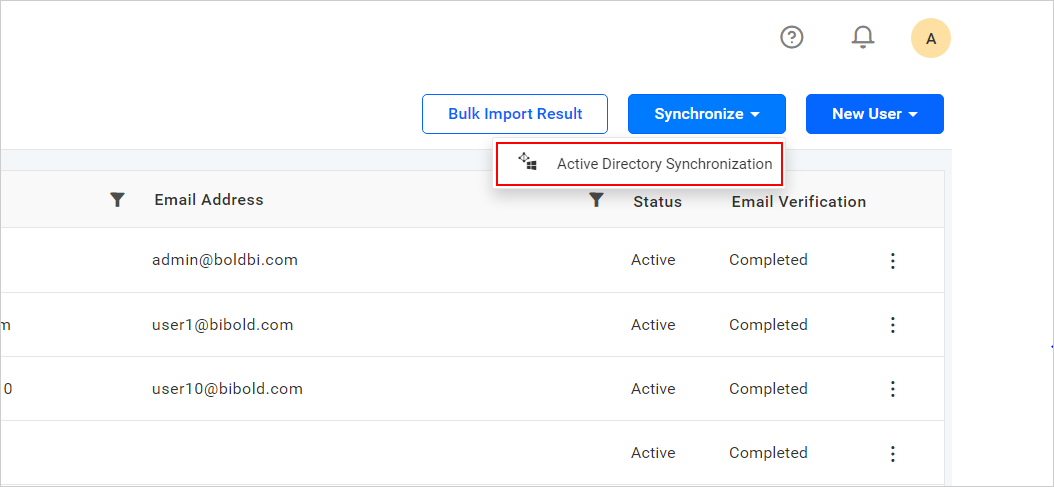 Active Directory Synchronization Link