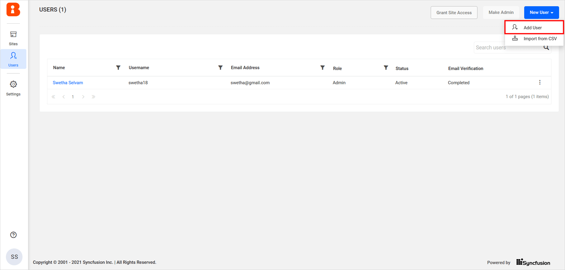 Add User Dialog Proceed