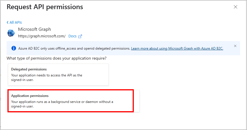 Azure B2C microsoft applicaiton permission