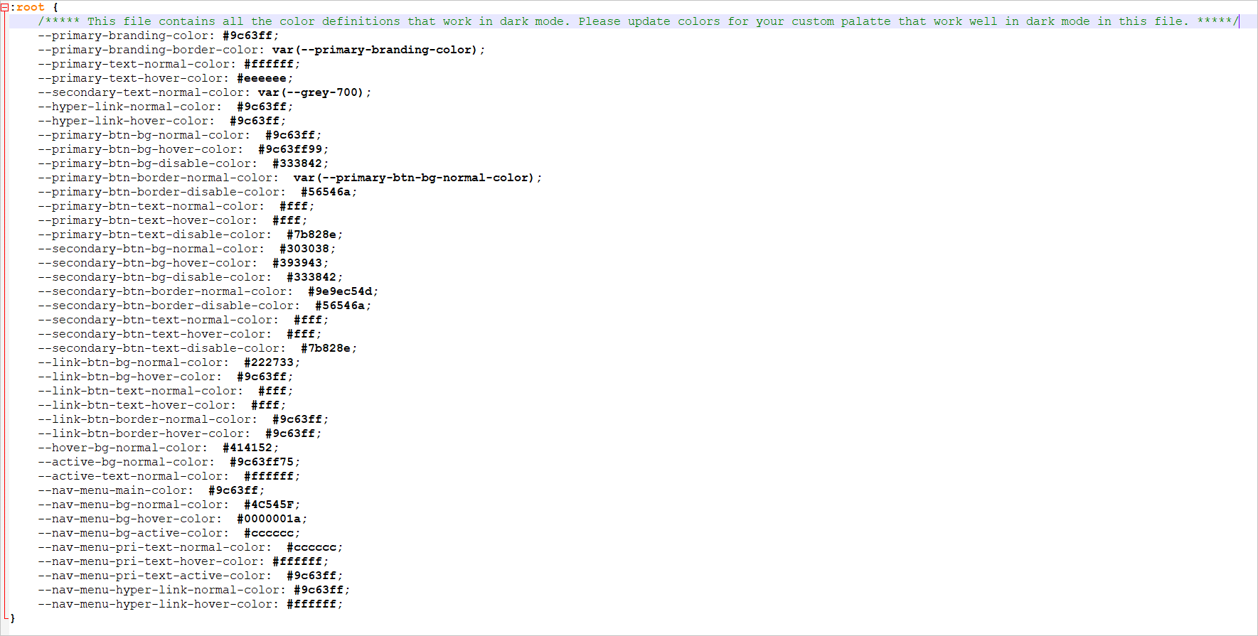 Customized template file