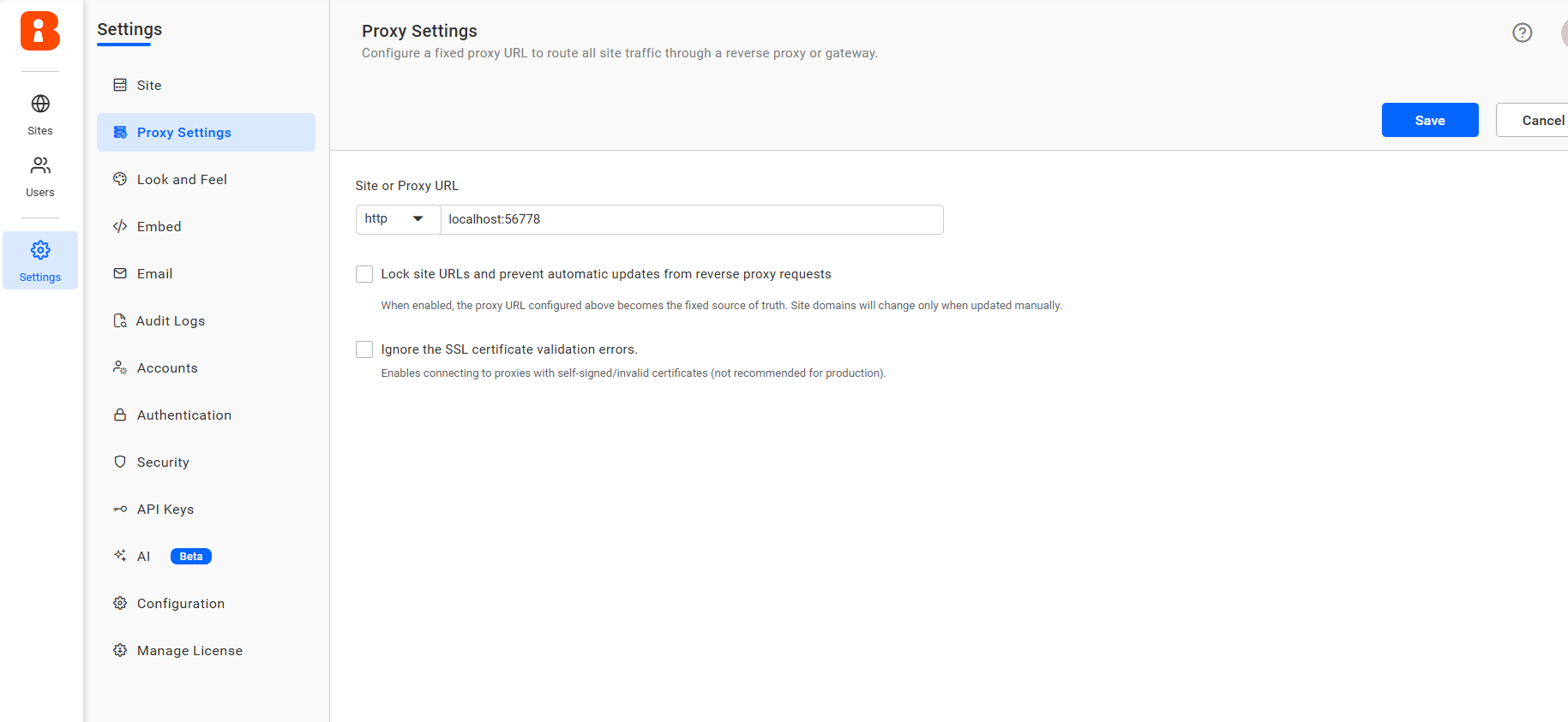 Proxy Settings Screenshot