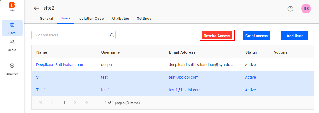 Revoke Multiple Users