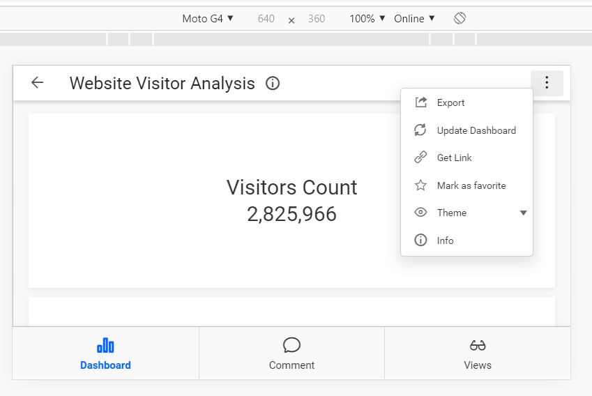 Dashboard mobile view landscape