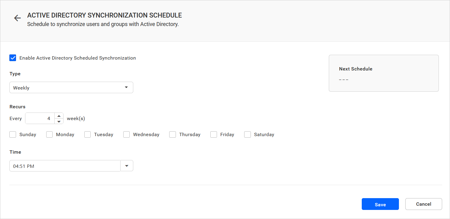 Active Directory Synchronization Schedule
