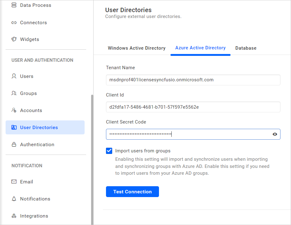 Azure Active Directory Settings