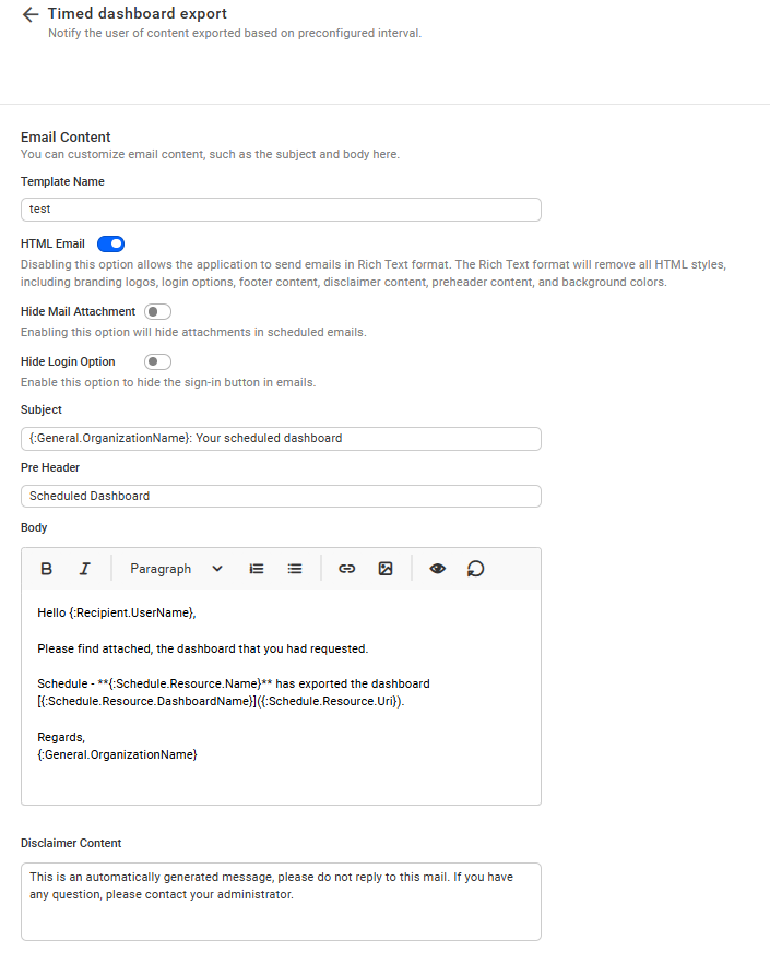 Customize Email templates