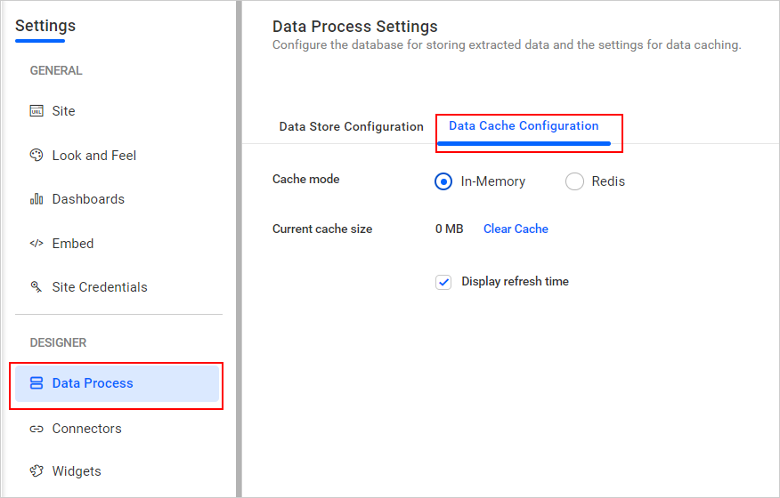 DataCache configuration