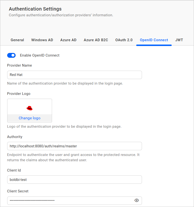 RedHat Bi Settings
