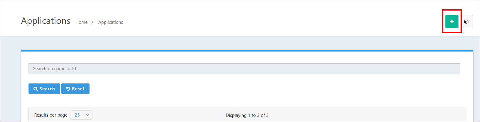 Add Application page